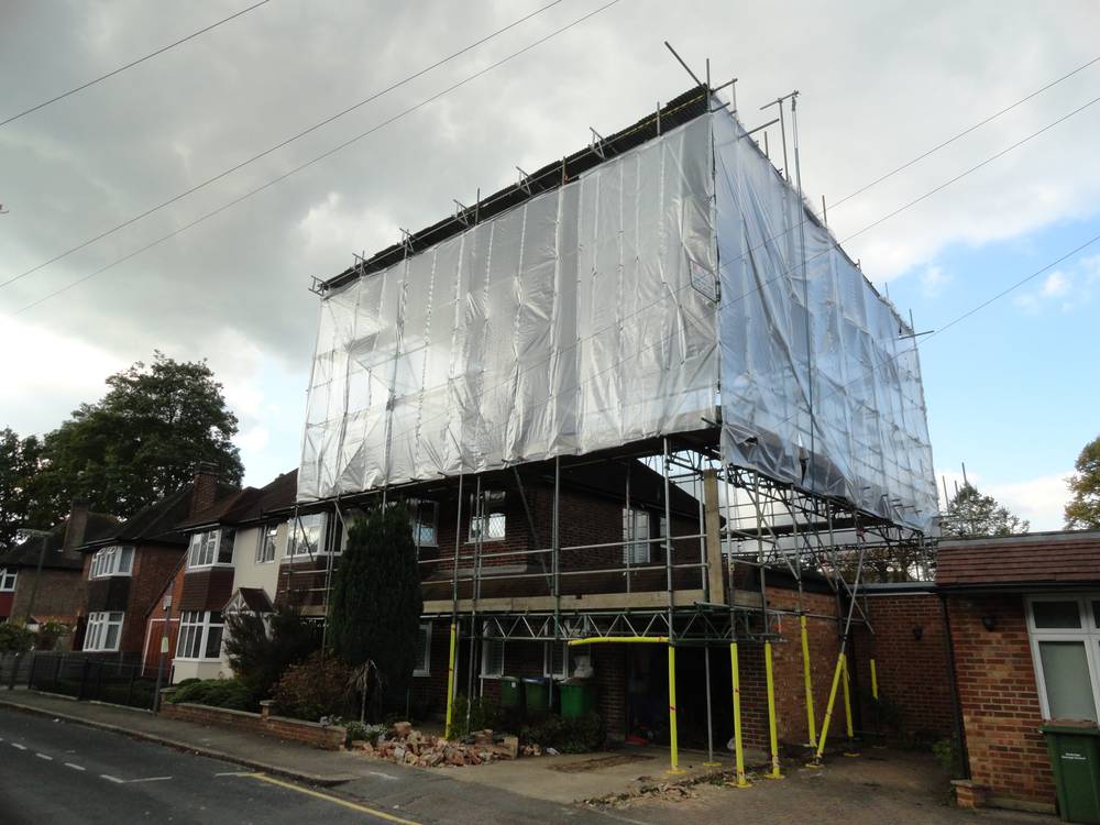 During — full scaffold wrap
