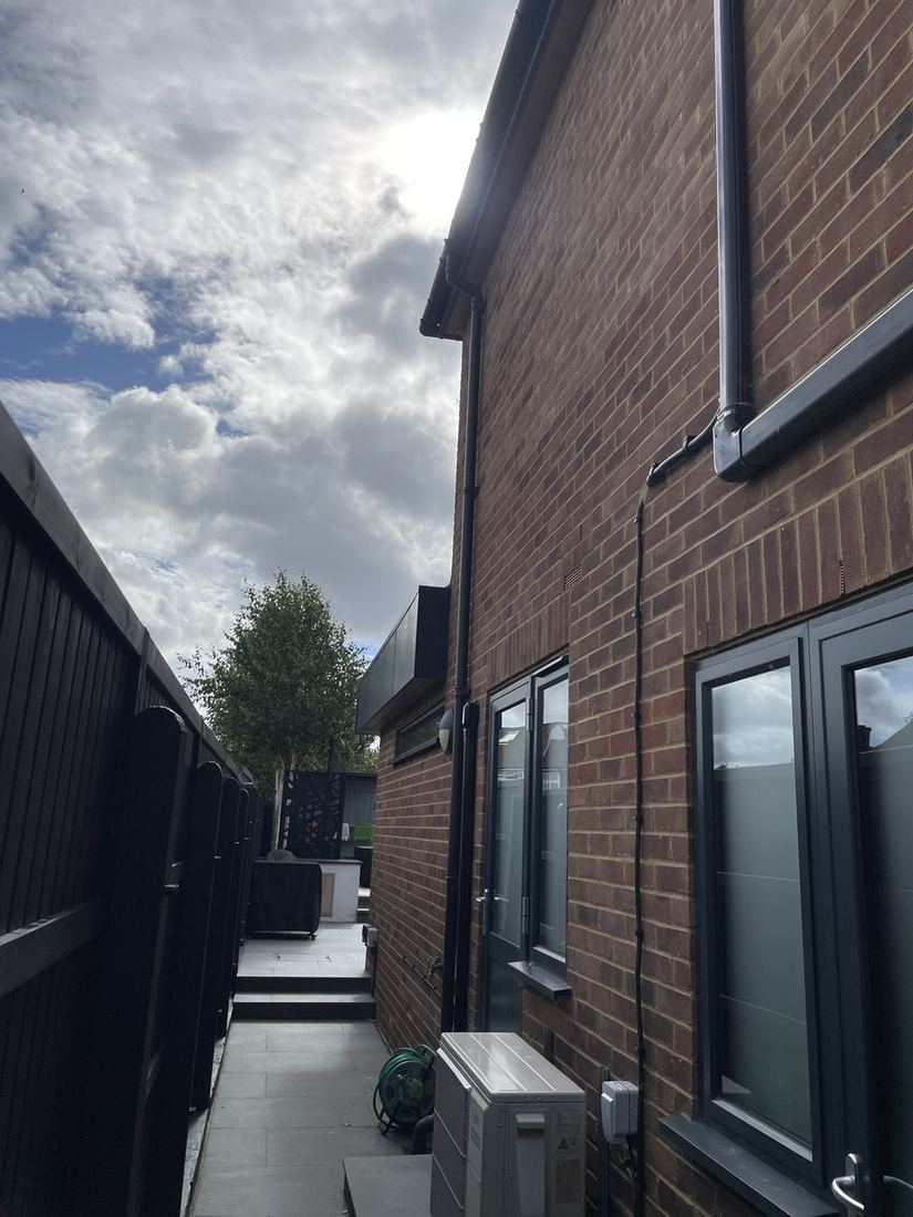 After — side passage with air source heat pump
