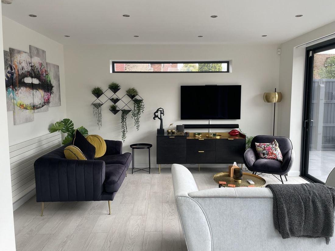 After — living room with feature wall