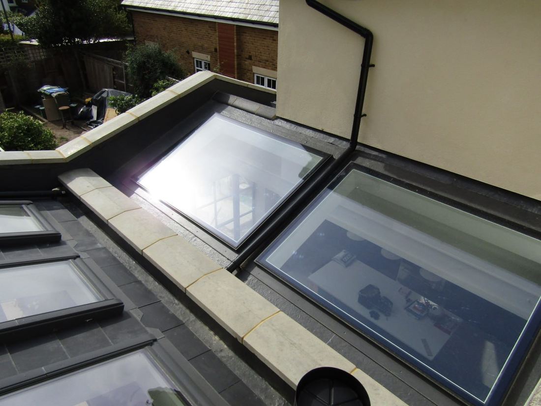 During — custom rooflight installation, close up
