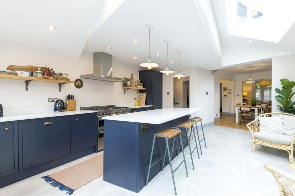 After — kitchen looking through to dining and garden room